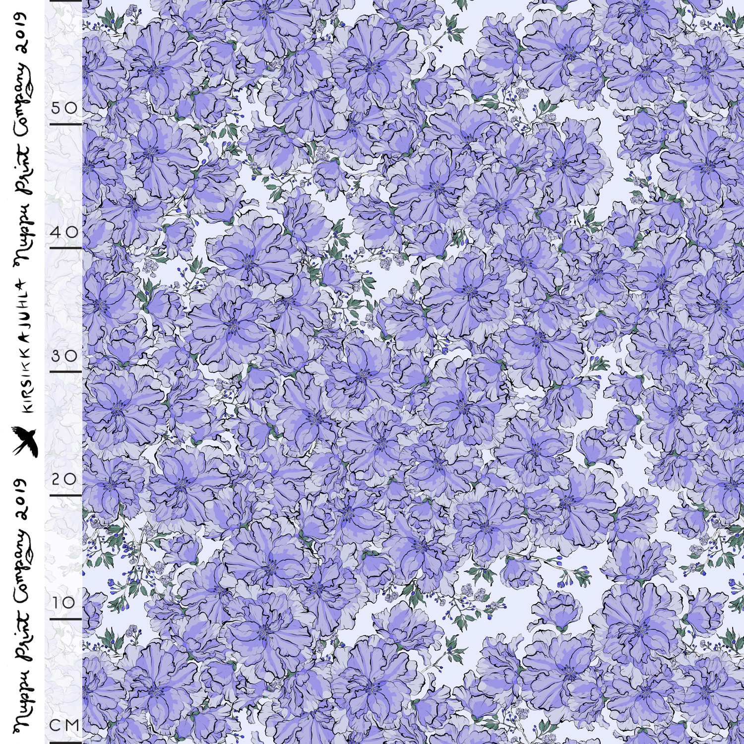 Kirsikkajuhla thin cotton, light blue