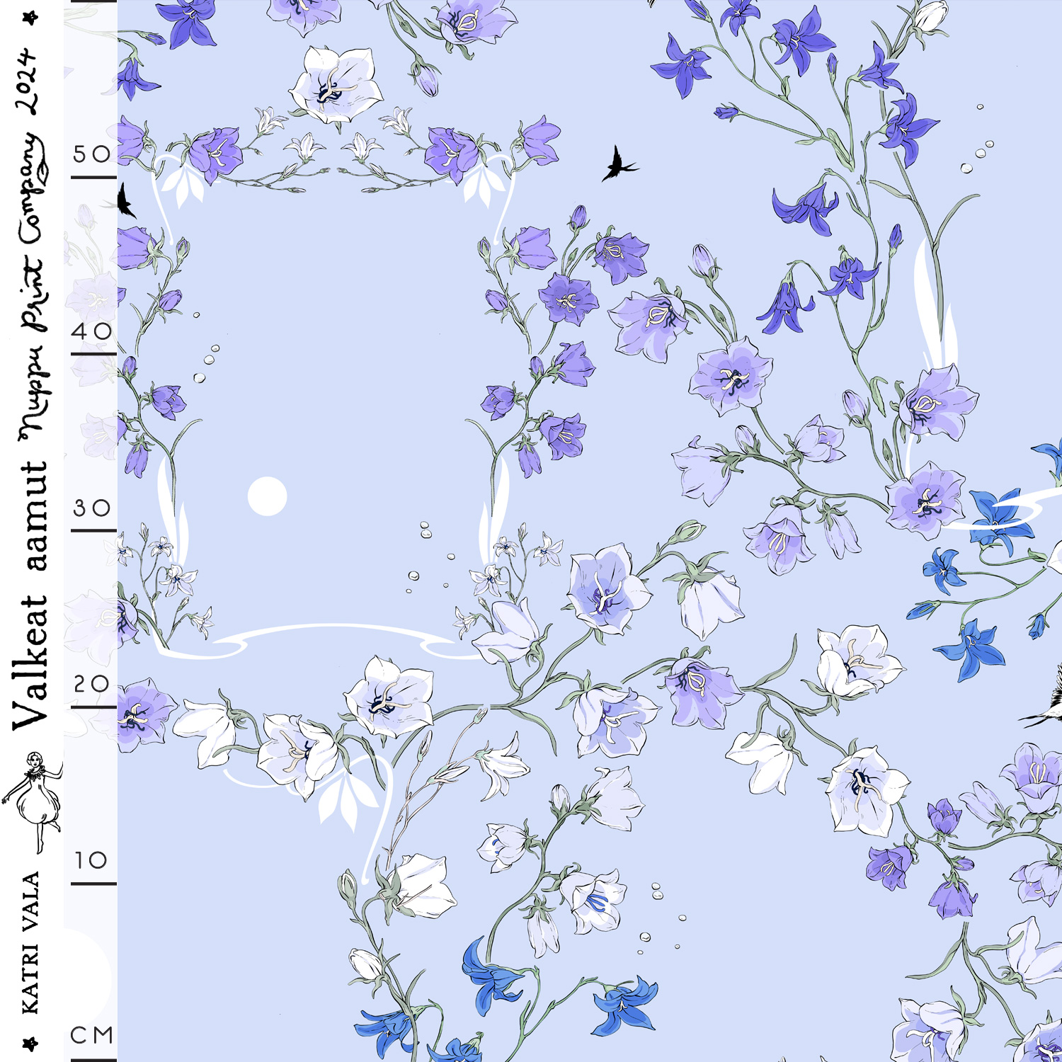 Valkeat aamut thin cotton satin, dew blue