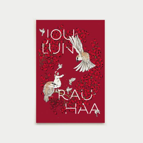 Joulun rauhaa postcard, Varpunen, Christmas red