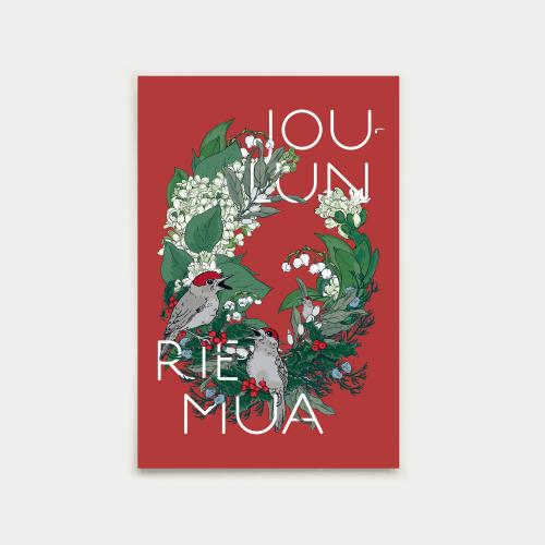 Joulun riemua postcard, Sylvia, red