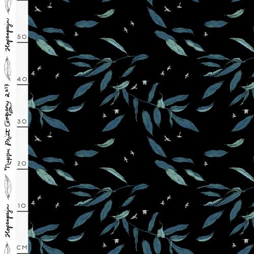 Hopeapaju ohut puuvillasatiini, musta