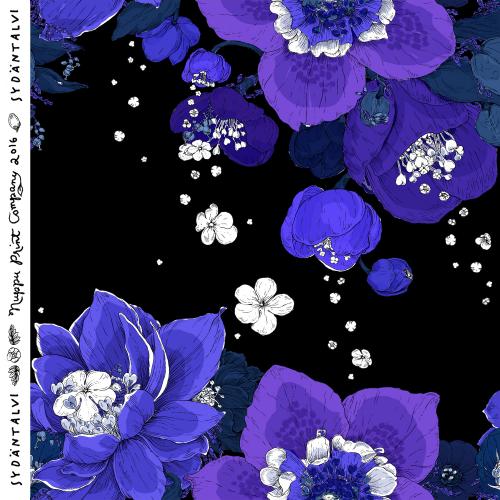 Sydäntalvi luomutrikoo, musta-violetti