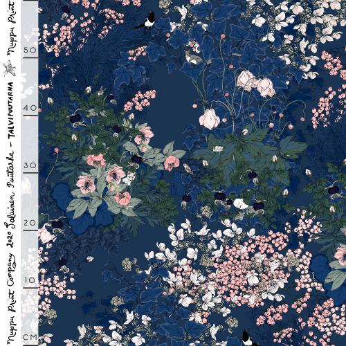 Talvipuutarha thick cotton canvas, blue