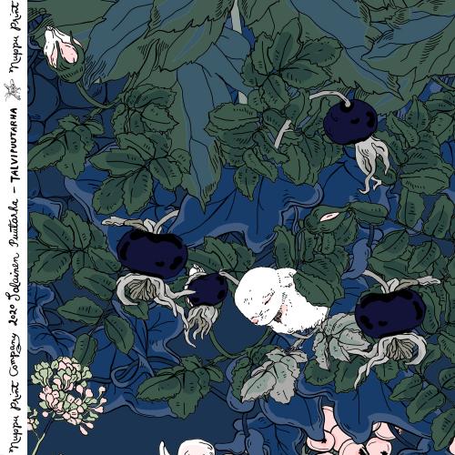 Talvipuutarha thick cotton canvas, blue moment