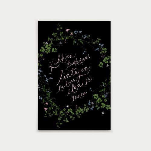 Kauneimpia kukkia postcard, musta