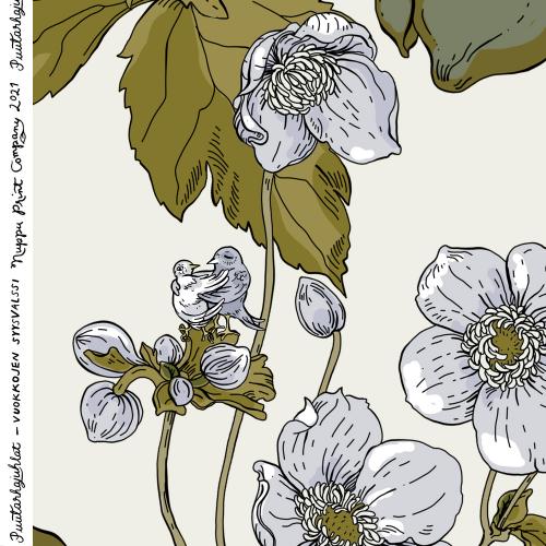 Vuokkojen syysvalssi luomutrikoo, beige