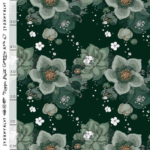 Sydäntalvi joustava puuvillasatiini, tumma vihreä