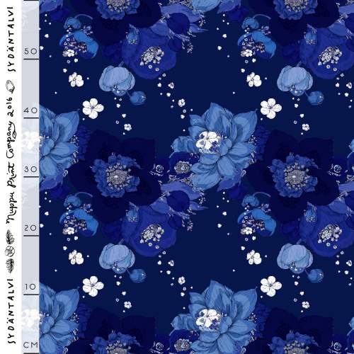 Sydäntalvi thin cotton satin, navy