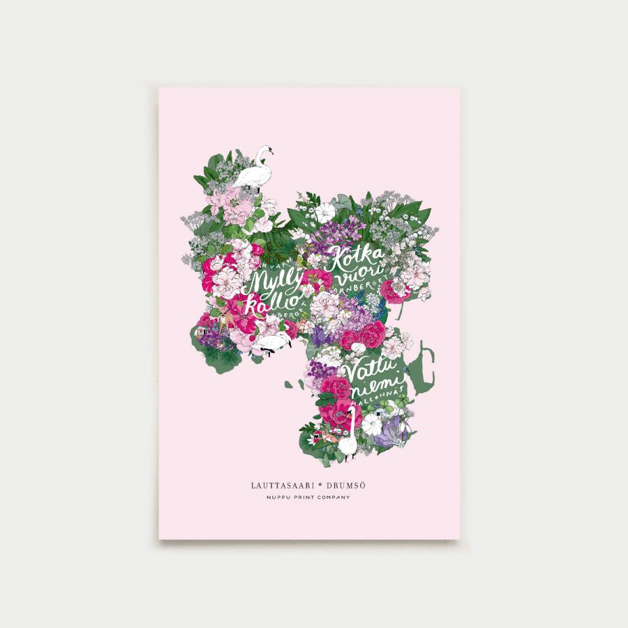 Lauttasaaren kukkakartta vykort, rose