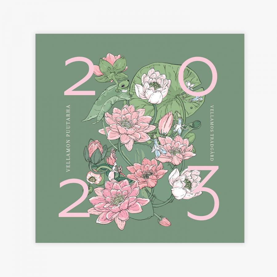 II-laatu Vellamon puutarha seinäkalenteri 2023