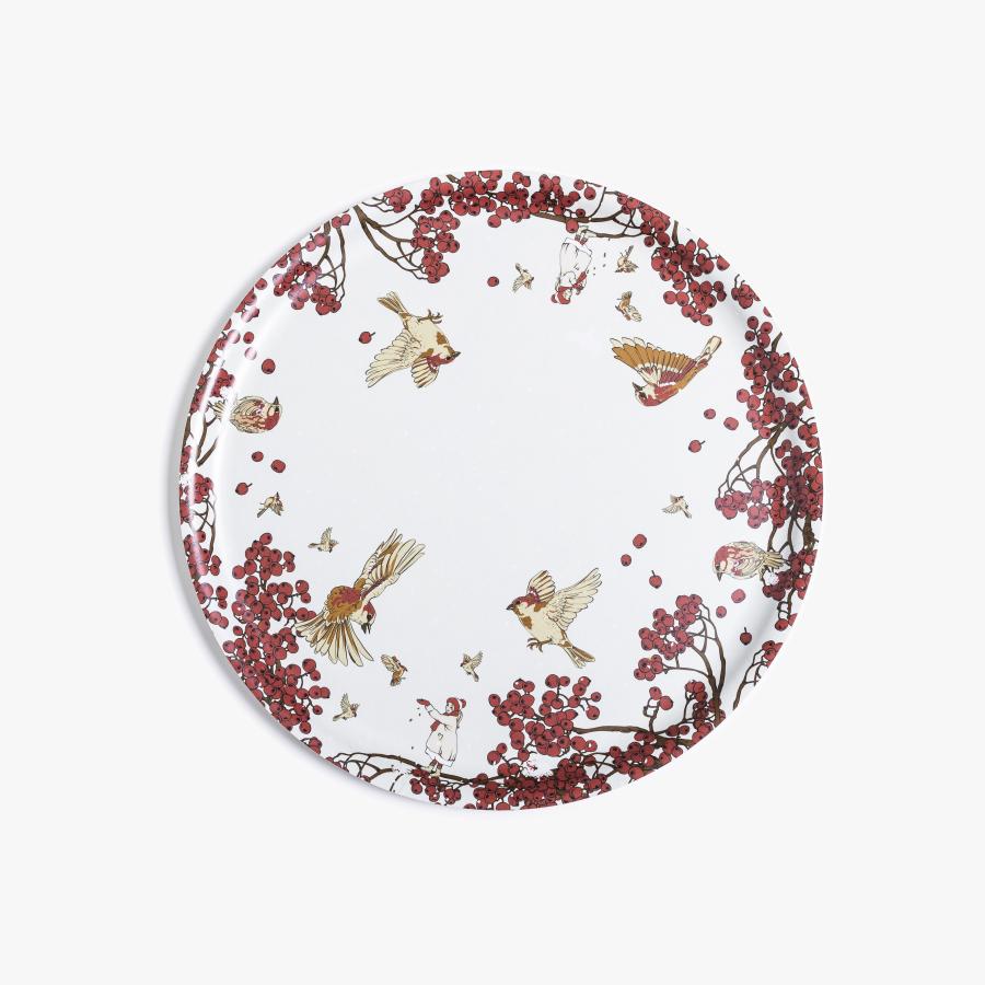 II-laatu Varpunen tarjotin pyöreä