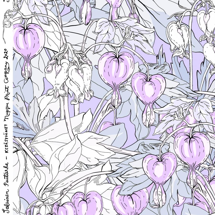 Kesäsydämet urheilutrikoo liukas, hento laventeli