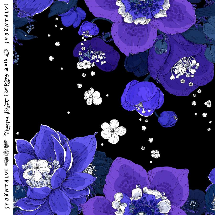 Sydäntalvi luomutrikoo, musta-violetti