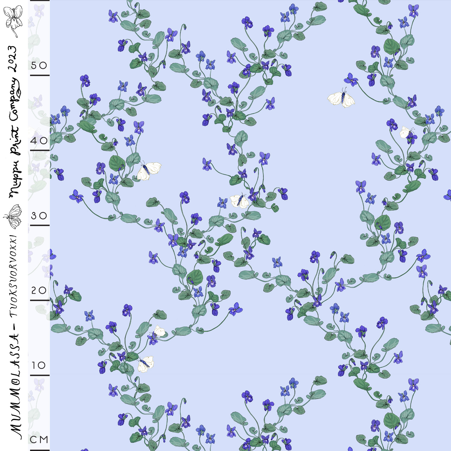 Tuoksuorvokki thin cotton, dew blue